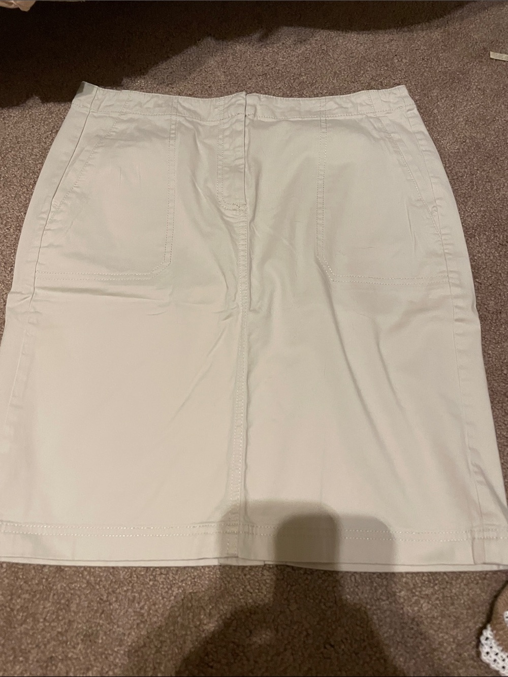 J. Jill Cream Pencil Skirt with Front Patch Pockets
